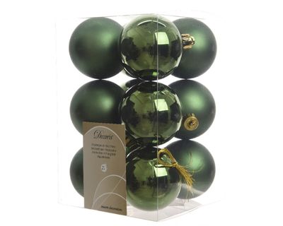 Kerstbal plastic glans-mat diameter 6cm Dennen groen - Ksd