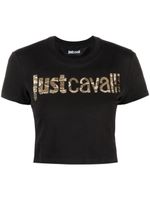 Just Cavalli t-shirt crop à logo imprimé - Noir - thumbnail