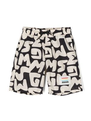 MSGM Kids short à logo imprimé - Tons neutres