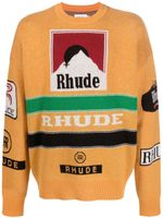 RHUDE pull en maille intarsia à col rond - Orange - thumbnail