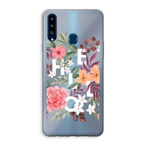 Hello in flowers: Samsung Galaxy A20s Transparant Hoesje
