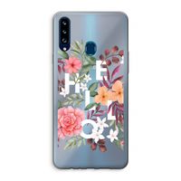 Hello in flowers: Samsung Galaxy A20s Transparant Hoesje