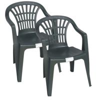 Stoel voor buiten/binnen - 2x - tuinstoelen - donkergroen - 50 x 54 x 76 cm - stevig kunststof Stoel voor buiten/binnen - 2x - tuinstoelen - donkergroen - 50 x 54 x 76 cm - stevig kunststof