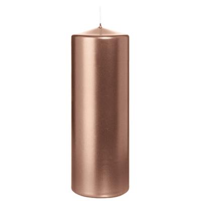 Cilinderkaars/stompkaars - metallic ros? goud - 20 x 7 cm - 103 branduren