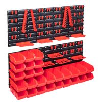 VidaXL 103-delige opslagbakkenset met wandpanelen rood en zwart