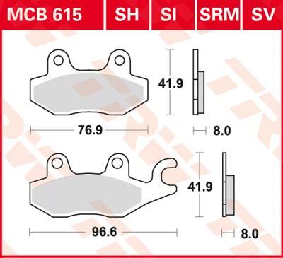 TRW Remblokken, en remschoenen voor de moto, MCB615SV Sinter street