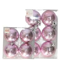 Kerstversiering set circel-motief kerstballen roze 6 - 8 cm - pakket van 26x stuks