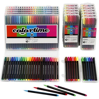 Creativ Company Colortime fineliners, lijndikte 0,6-0,7 mm, diverse kleuren, 18 doos/ 1 doos