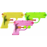 Grafix Waterpistooltje/waterpistool - 12x - klein model - 11 cm - geel/groen/roze