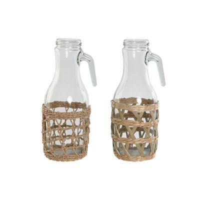 Kruik Home ESPRIT Natuurlijk Kristal Vezel (2 Stuks)
