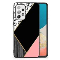 Samsung Galaxy A73 Backcover Zwart Roze Vormen