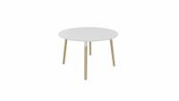 Tafel 9311 rond - 80 cm. - Wit - Wit - Beuken naturel - thumbnail