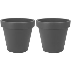 2x Antraciet grijze bloempot 47 cm - Donker grijze plantenpotten 47 cm