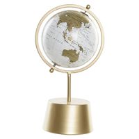 Decoratie wereldbol/globe goud op metalen voet 35 x 19 cm   - - thumbnail