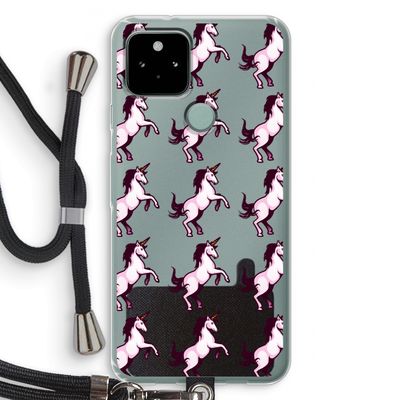 Musketon Unicorn: Pixel 5 Transparant Hoesje met koord