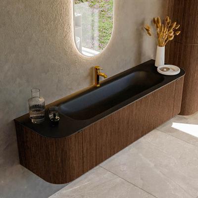 Badmeubel Mondiaz Kurve | 170 cm | Meubelkleur Walnut | Wastafelkleur Urban | Midden spoelbak | 1 kraangat