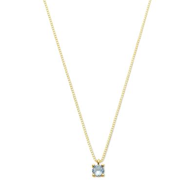 14k Geelgouden Ketting met Synthetische Blauwe Topaas (December) - 42+2 cm