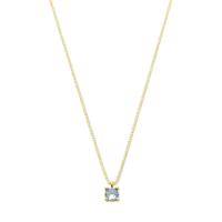 14k Geelgouden Ketting met Synthetische Blauwe Topaas (December) - 42+2 cm