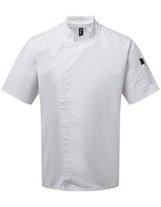 Premier Workwear PW906 Chefs Zip-Close Short Sleeve Jacket