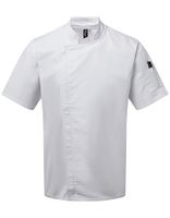 Premier Workwear PW906 Chefs Zip-Close Short Sleeve Jacket - thumbnail