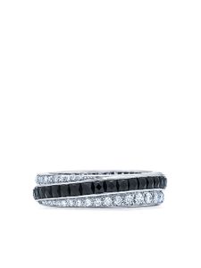 FRED LEIGHTON "bague en or blanc 18ct ornée de diamants, saphirs et onyx" - Argent