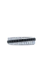 FRED LEIGHTON "bague en or blanc 18ct ornée de diamants, saphirs et onyx" - Argent