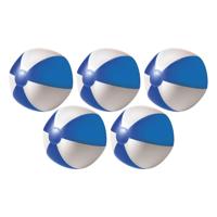 Impression Strandbal - 5x - opblaasbaar - zwembad speelgoed - blauw/wit - D26 cm