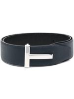 TOM FORD ceinture en cuir à boucle logo T - Bleu