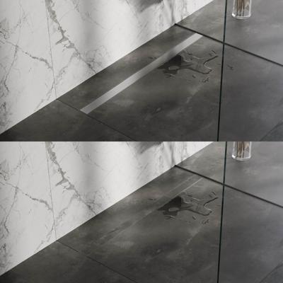 Brauer Douchegoot - 120x7x6.7cm - ondiepe vloerflens - zijuitloop - tegelinlegrooster omkeerbaar - RVS DR-MRF120NG