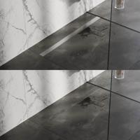 Brauer Douchegoot - 120x7x6.7cm - ondiepe vloerflens - zijuitloop - tegelinlegrooster omkeerbaar - RVS DR-MRF120NG