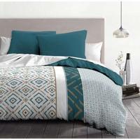 Ethno MicroFiber dekbed set - 1 dekbedovertrek 240x260 cm + 2 kussencases 63x63 cm - eendenblauw - huislinnen passie