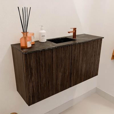 Toiletmeubel Mondiaz Joya Dlux | 80 cm | Meubelkleur Walnut | Faye wastafel Lava Wasbak Midden | 1 kraangat