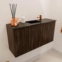 Toiletmeubel Mondiaz Joya Dlux | 80 cm | Meubelkleur Walnut | Faye wastafel Lava Wasbak Midden | 1 kraangat