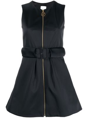 Patou robe zippée courte à design sans manches - Noir