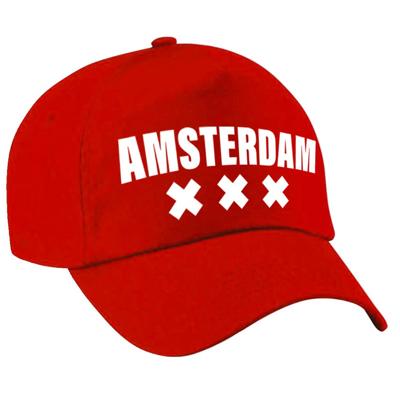 Amsterdam stad thema cap - petje - rood - voor dames en heren - Amsterdam steden baseball cap Amsterdam stad thema cap - petje - rood - voor dames en heren - Amsterdam steden baseball cap