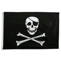 Piratenvlag - zwart/wit - 90 x 150 cm - polyester - piraten thema vlag - feestartikel/themafeest