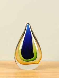 Glazen druppel blauw/groen 19 cm, DL-11