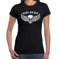 Ride or die fashion t-shirt motorrijder zwart voor dames