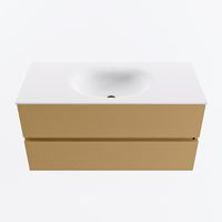MONDIAZ VICA 100cm badmeubel onderkast Oro 2 lades. Wastafel MOON midden 1 kraangat, kleur Talc.