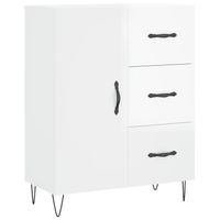 The Living Store Dressoir Classic - Hoogglans wit - 69.5 x 34 x 90 cm - Bewerkt hout en metaal