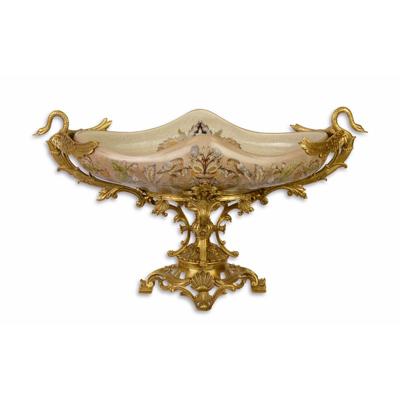 A BRONZE MOUNTED PORCELAIN FRUIT STAND