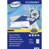 Europe 100 ELA022 Universele etiketten 105 x 57 mm Papier Wit 1000 stuk(s) Permanent hechtend Inkjet, Laser (zwart/wit), Laser (kleur), Kopiëren (zwart/wit),