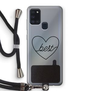 Best heart black: Samsung Galaxy A21s Transparant Hoesje met koord