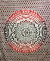 Mandala Wandkleed Vierkant Lotus Rood/Bruin (228 x 228 cm) - thumbnail