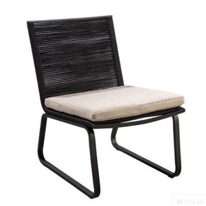 Yoi - Kome lounge chair alu black/rope black/flax beige