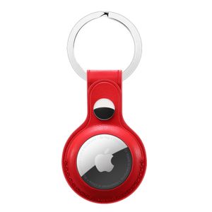 Apple AirTag PU Leren Sleutelhanger - Rood