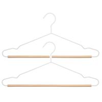 Kledinghangers - 20x - wit - 44 x 19 cm - metaal/hout - Kledingkast hangers/kleerhangers