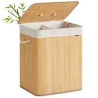 Opvouwbare bamboe wasmand, Natuurlijk / 120 L