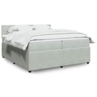 Boxspring met matras fluweel lichtgrijs 200x200 cm