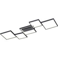 LED Plafondlamp - Plafondverlichting - Trion Soranto - 34W - Warm Wit 3000K - Dimbaar - Rechthoek - Mat Zwart -
